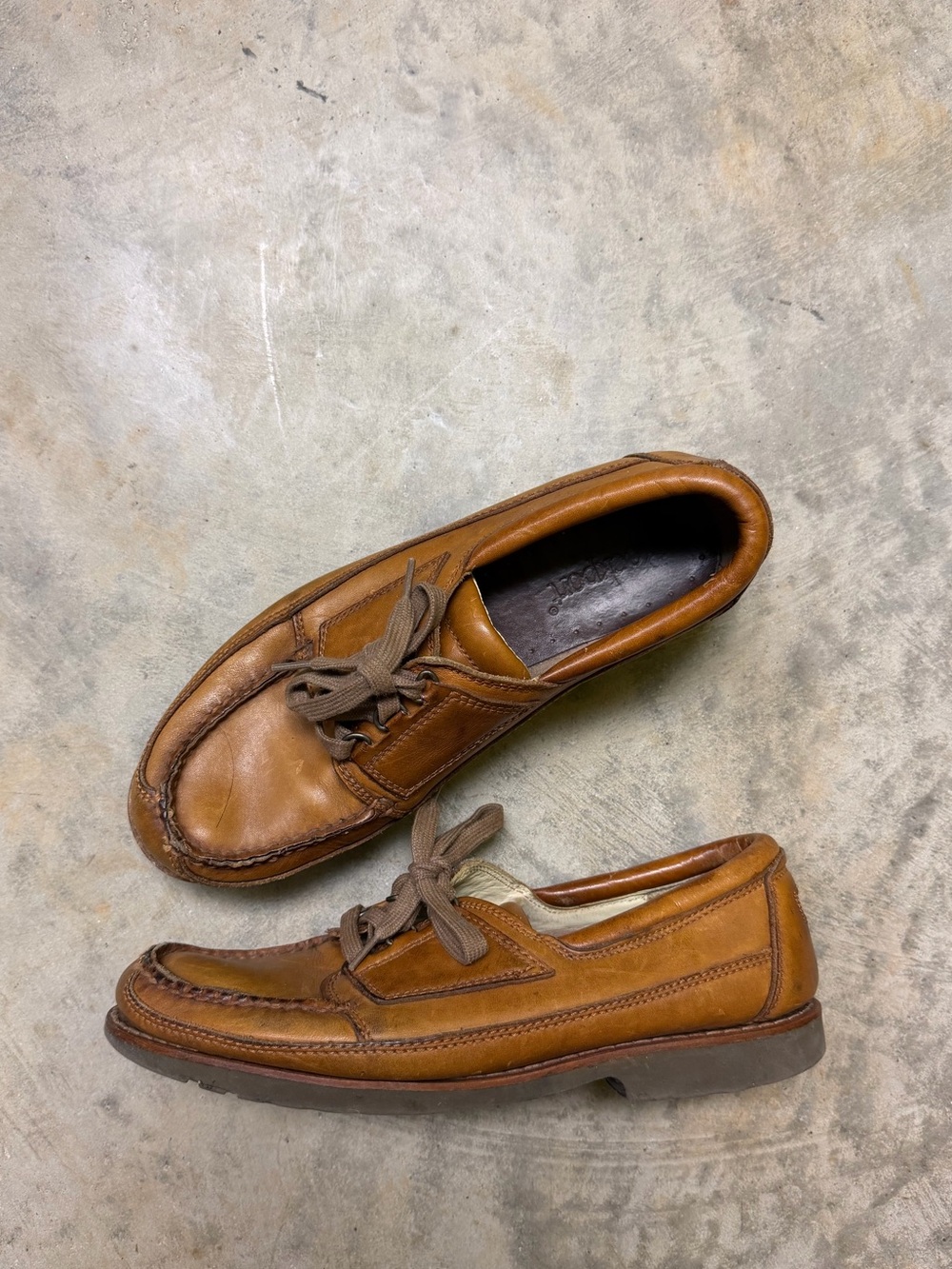 Rockport Men's Tan Leather Boat Moccasin Lace-Up Shoes